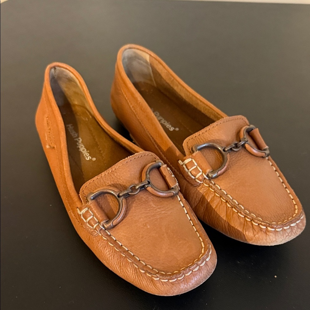 Hush Puppies Tan Leather Horsebit Loafers